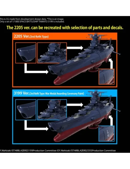 Bandai Be Forever Yamato REBEL 3199 Space Battleship Yamato 3199 3rd Refurbished Ver. Commemorative Paint 1/1000 Scale Model Kit