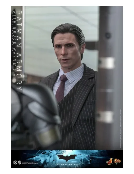 Hot Toys Movie Masterpiece The Dark Knight Batman Armory with Bruce Wayne 2.0 Version 1/6 Scale Collectible Figure Set